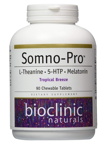 [BRSWIEIPAEFQACD4] Bioclinic Naturals Somno-Pro L-Theanine - 5-HTP - Melatonin Tropical Breeze 90 Chewable Tablets