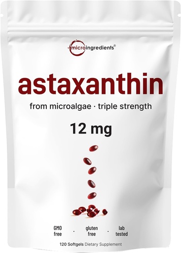 [BRSWYHY6DEMGACQ3] Astaxanthin 12mg, 120 Softgels, 4 Mes de Suministro ← Premium Astaxanthin Suplementos Antioxidantes ← Fuente de Microalgas Frescas Silencioso Apoyo Ojo, Circulación Interna, Salud de la piel &amp; Tanning Natural