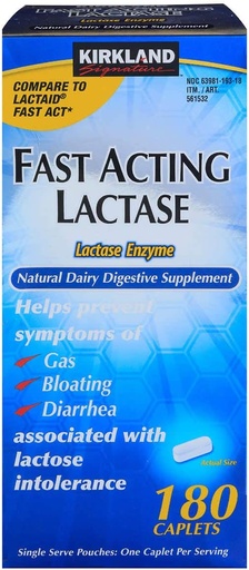 [BRSWIYA3B5YREHT4] Kirkland Signature Fast Acting Lactase Natural Dairy Digestive Supplement, 180-Count Caplets