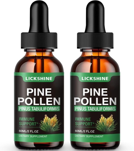 [BRSRAYIZCUMBO3DH] 2 Pack Pine Pollen Tincture - Organik Pine Pollen Toz Sıvı Immune Desteği için alıntı, Sugar Free Natural Herbal Supplement - Vegan Pine Pollen Drops 4 Fl.Oz.