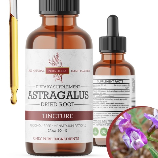[BRSROBIPA4PAO3LD] Pura Herba Organic Astragalus Tincture - Premium Astragalus Root Extract for Immune Support - Alcohol-Free, Sugar-Free, Vegan - High Potency Liquid Supplement - Made in USA - 2 Fl.Oz.