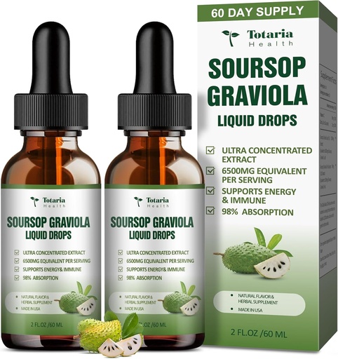 [BRSRAAQKAB7B6CI4] (2 Packs) Pure Soursop Graviola Liquid Drop Support Digestive Skin Health, Sleep & Antioxidant - Guanabana Oil Organic Leaf Exact Soursop Bitters Liquid Drops, Natural Flavor, Non-GMO, Vegan, 4 Fl Oz