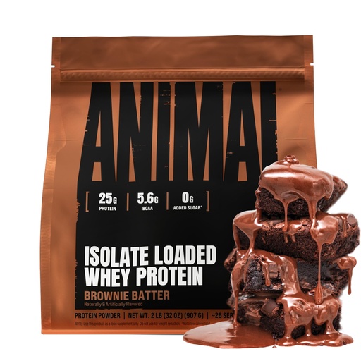 [BRSWKGQQBIGAYEI3] Animal Whey Isolate Protein Powder - Loaded for Pre & Post Workout Muscle Builder and Recovery with Digestive Enzymes for Men & Women - 25g Protein, Great Taste, Low Sugar - Brownie Batter 2 lbs