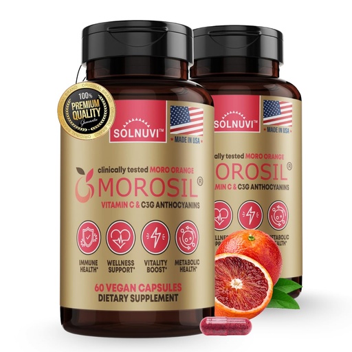[BRSROAAKBYBRE3A6] Morosil Clinically Tested C3G Supplement - Metabolism, Antioxidant, Wellness Support for Men & Women - 400mg Moro Red Orange Extract - 60 Veggie Capsules - Non-GMO, Gluten-Free, Vegan-Friendly