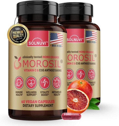 [BRSROAAKBYBRE3A6] Morosil Klinik olarak C3G Tamamını Test etti - Metabolism, Antioksi, Men & Kadınlar için Sağlık Desteği - 400 mg Moro Red Orange Tür - 60 Veggie Capsules - Non-GMO, Gluten-Free, Vegan-Friendly