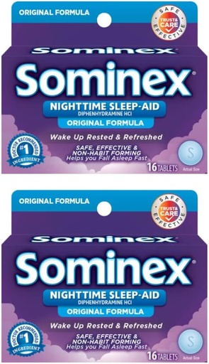 [BRSWKGYIBJ7AKHTI] Sominex Original Formula Tablets 16 Tablets (Pack of 2)