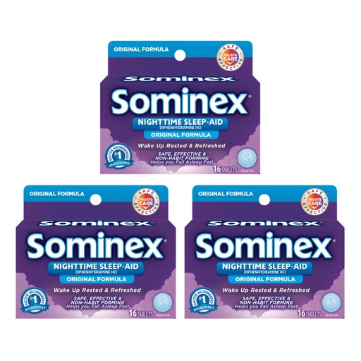 [BRSWKGYIBJ7AODY7] Sominex Original Formula Tablets 16 Tablets (Pack of 3)