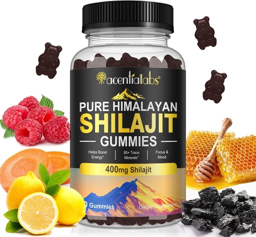 [BRSRAHY7CAIGMEQ3] Shilajit Gummies, Pure Himalayan Shilajit Gummies with 100% Shilajit, Shilajit Organic Gummies Rich in Fulvic Acid 85+ Trace Minerals Suitable for Men & Women, Non-GMO - 60 Gummy