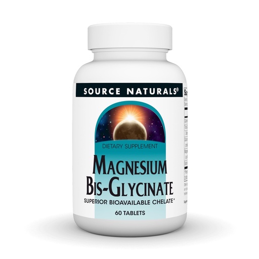 [BRSWIY3ZCIOBSG3Y] Source Naturals Magnesium Bis-Glycinate, Superior Bioavailable Chelate*, Chelated for Increased Absorption, 200 mg per Serving - 60 Tablets