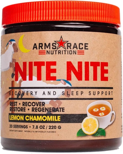 [BRSRMAIZOBYAY3TK] Arms Race Nutrition NITE NITE Recovery and Sleep Support 7.4 oz (20 Servings) (Lemon Chamomile)