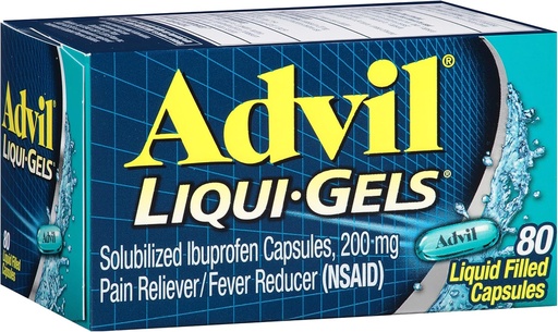 [BRSWIGYICV5Q2ETY] Advil Liqui-Gels Durere Reliever şi Reductor Febră, Durere Medicina pentru adulţi cu Ibuprofen 200mg pentru dureri de cap, dureri de spate, dureri menstruale şi dureri articulare de relief - 80 capsule umplute cu lichid