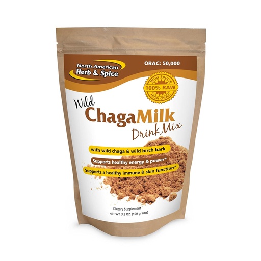 [BRSWGEAZAENGMYDH] North American Herb & Spice ChagaMilk Drink Mix - 3.5 oz. - Adaptogen, Adrenal Support, Endurance & Stamina - Chaga Wild Mushroom Powder, Whole Food Herbs - Non-GMO - 36 Servings