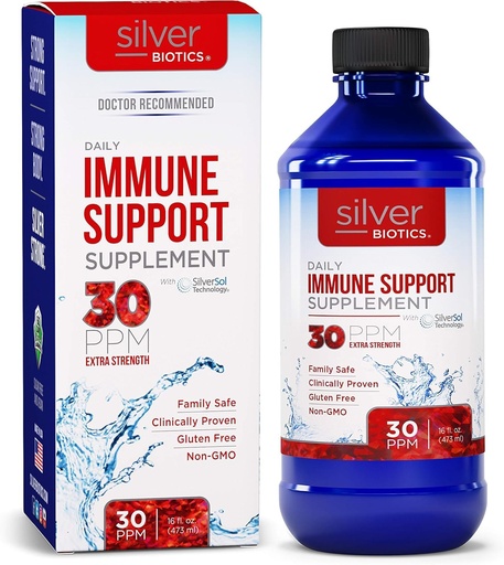 [BRSWYAIZCUBBAD3D] Silver Biotics 30 PPM Extra Strength Daily Immune Support Supplement with Patented Multivalent Silversol Technology | The Perfect Daily Defense Boost for Your Immune System | 16 Fl Oz