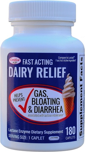 [BRSWGZQKCMJQOAL4] Fast Acting Lactase 180 Caplets Generic Lactase Fast Act 9000 FCC Units per Caplet
