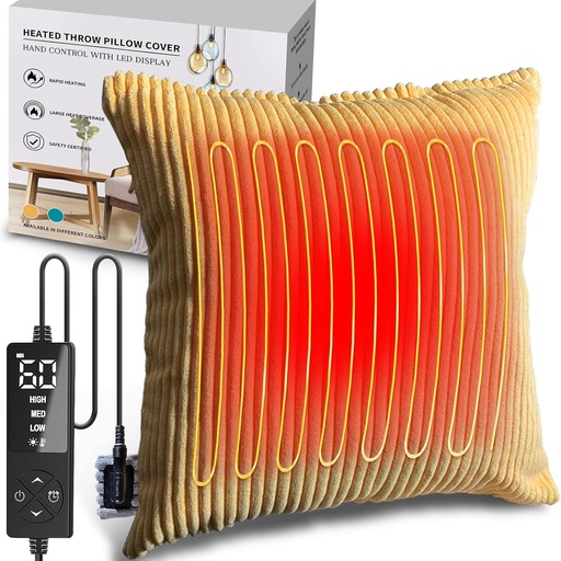 [BRSRMZLYB4NWGF3K] Creatrill Heated Pillow Cover 18x18 (No Pillow Insert), Menstrual Heating Pad for Back Pain Relief, Period Heating Pads for Cramps