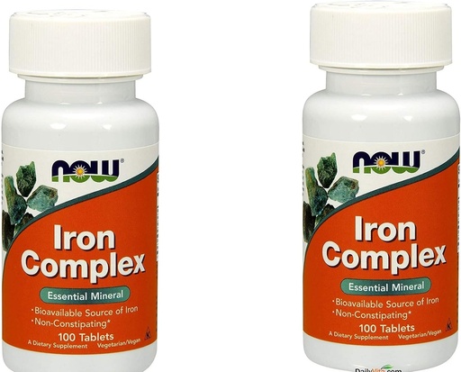 [BRSWIYQ6CABGE2Q3] 2 Bottles of NOW Foods IRON COMPLEX 100 Tabs