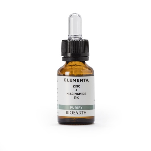[BRSWYGIBAAIBQYDH] Bioearth Elementa, PURIFY Concentrated Face Serum con Zinc e 11% Niacinamide, Purificante e Balancing Effect, Made in Italy, Vegan, AIAB Certification - 15ml Pack
