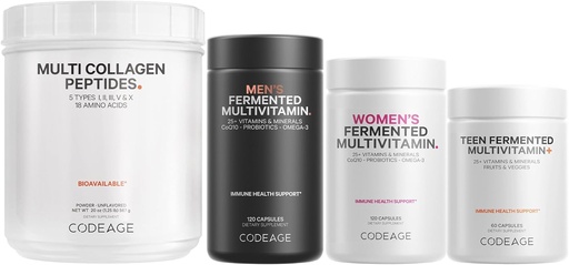 [BRSWYAL2AEBR633B] Codeage - Multi Collagen Protein + Teen, Women and Men Multivitamin Bundle