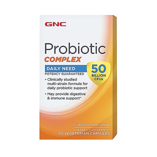 [BRSWEBIZOYBRACTA] GNC Probiotic Complex Daily Need with 50 Billion CFUs | Clinically Studied Multi-Strain, Supports Digestive and Immune Health, Vegetarian | 30 Capsules