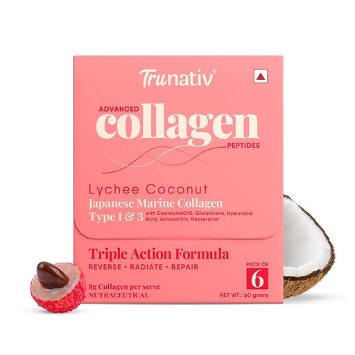 [BRSRAHACOB6BYG33] Trunativ Collagen Supplements | Advanced Japanese Marine Collagen Powder for Women & Men | Type 1 and 3 Hydrolyzed Peptides | Supplement with Hyaluronic Acid | Supports Skin Glow, Hair Growth, and Nail Strength | Lychee Coconut | 60g (Pack of 1)