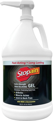 [BRSROZT2CUNAG3TO] Stopain Pain Relief Gel Gallon, USA Made, Max Strength Fast Acting with Menthol, Glucosamine, MSM for Back Pain, Athritis, Knee, Joint, Neck Pain, HSA FSA Approved OTC Topical Analgesic Product