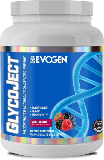 [BRSWKHYQAB7WKHLK] Evogen GlycoJect - Super Carb Powder | Rapid Absorption for PreWorkout | Carbohydrate Powder for Endurance | Post-Workout or Pre Workout Powder for Men & Women | Wild Berry | 36 Servings