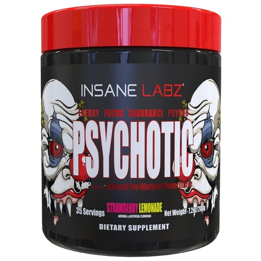 [BRSRAGIOOAOQODLZ] Insane Labz Psychotic, High Stimulant Pre Workout Powder, Extreme Lasting Energy, Focus and Endurance with Beta Alanine, Creatine Monohydrate, DMAE, 35 Srvgs, Strawberry Lemonade