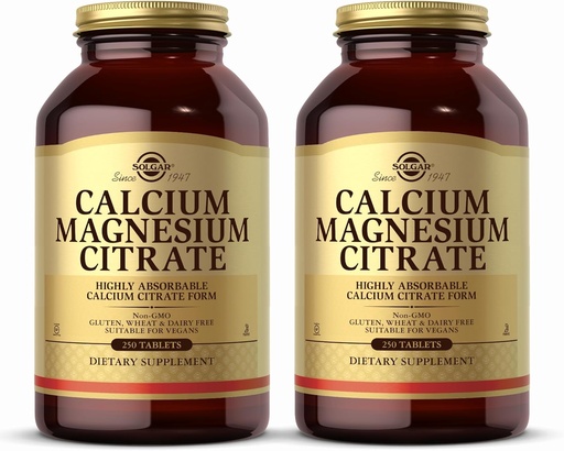 [BRSWIYIFC4JWYADY] Solgar Calcium Magnesium Citrate, 250 Tablets (Pack of 2) - Supports Healthy Bones & Teeth - Musculoskeletal & Nervous System Support - Highly Absorbable - Non-GMO and Vegan - 100 Total Servings