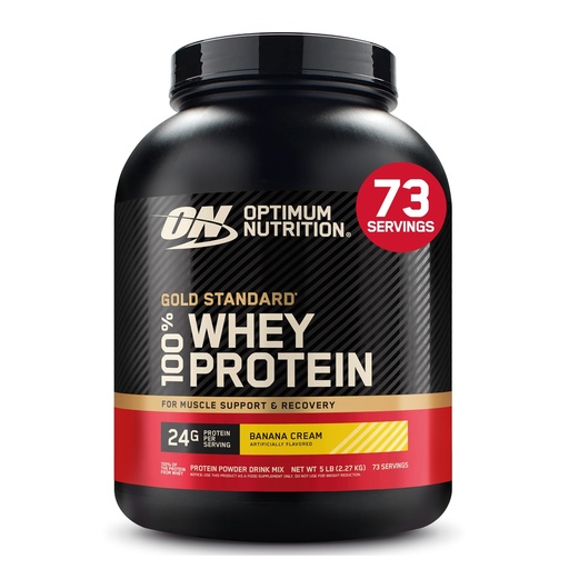 [BRSWIY34CF5BKFTM] Optimum Nutrition Gold Standard 100% Whey Protein Powder, Banana Cream, 5 Pound (Packaging May Vary)