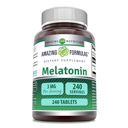 [BRSWICAZBYIWG3TK] Amazing Formulas Melatonin Supplement | 3 Mg Per Serving | 240 Tablets | Non-GMO | Gluten-Free | Made in USA