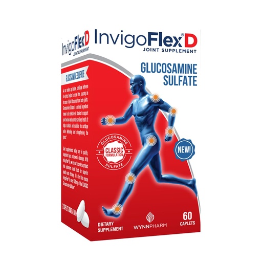 [BRSWGHY5CIDQIFDL] INVIGOFLEX® D - 1500mg of Glucosamine Sulfate (Classic Formulation) - Premium Joint Supplement for Knees, Hands, Back, & Hip Support D: Glucosamine Sulfate, Caplets - 60 Ct