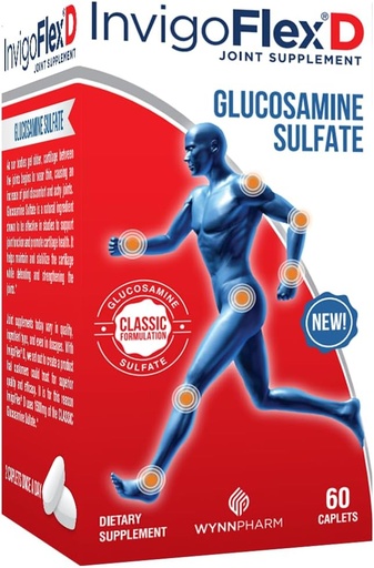 [BRSWGHY5CIDQIFDL] INVIGOFLEX® D - 1500mg of Glucosamine Sulfate (Classic Formulation) - Premium Joint Supplement for Knees, Hands, Back, & Hip Support D: Glucosamine Sulfate, Caplets - 60 Ct