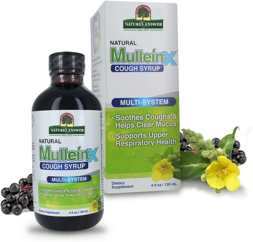 [BRSRMGQDAR7GCFIY] Nature's Answer Mullein-X Multi System Cough Syrup 4 Ounce | Soothes Coughs & Clears Mucus | Respiratory Support | Non GMO Gluten Free