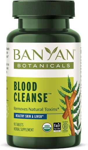 [BRSWIYT3AABGAF3C] Banyan Botanicals Blood Cleanse Tablets – Manjistha & Neem과 유기 Clear Skin Supplement – 자연 해독 및 건강한 피부를위한 혈액 클렌저 허브 * - 90 정제 - 비 GMO 지속 가능한 Sourced Vegan