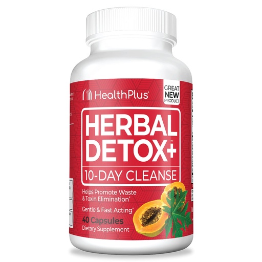 [BRSWYEDYCUCRY3Q7] Health Plus Herbal Detox+ (10-Day Cleanse) 40 Capsules, 20 Servings