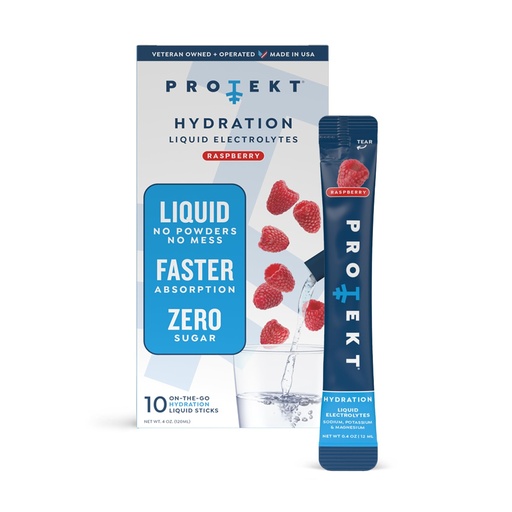 [BRSWYCYHA57Q2GQ6] PROTEKT Electrolyte Packets for Recovery & Hydration | Organic & Sugar-Free Electrolytes Drinks | Works Faster Than Powder Drink | On-the-Go Liquid Hydration Drink | Raspberry, 10 Pack