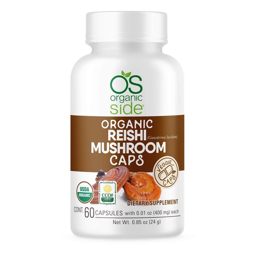 [BRSWYCQYOFYQO33D] OS Organic Side | Reishi Mushroom Capsules | 60 Vegan Adaptogen Capsules for Immune Support & Stress Relief | USDA Certified, Non-GMO, Natural Wellness Supplement