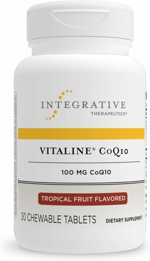 [BRSWIZQABV7GGYL6] 综合疗法 Vitaline CoQ10 100 mg -- -- 成人脑健康支助补充* -- -- 支持心脏健康* -- -- 无乳品 -- -- 热带水果裂片,30块可切片(30枚)