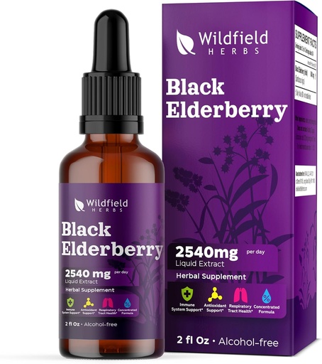 [BRSRAZ3YCMNG23Y7] Elderberry Extract Drops 2000mg (Sambucus nigra) Herbal Supplement Absorbs Better Than Capsules, 1 Month Supply, 84 Servings, Alcohol-Free Tincture - 2 Oz, Pack of 1