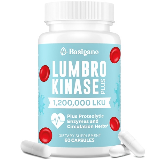 [BRSROGI7C55WKD3G] Lumbrokinase Supplement, 1.2 Million LKU - 120mg Capsules, Potent Nattokinase Alternative with Proteolytic Enzymes and Herbal Blend
