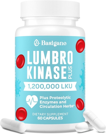[BRSROGI7C55WKD3G] Lumbrokinase Supplement, 1.2 Million LKU - 120mg Capsules, Potent Nattokinase Alternative with Proteolytic Enzymes and Herbal Blend