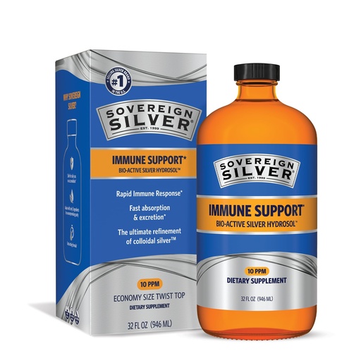 [BRSWIHI5DEBGIAY7] Sovereign Silver Immune Support - Colloidal Silver, Bio-Active Silver Hydrosol, 10 ppm, Liquid Twist Top, 32 Fl Oz, (946 mL)