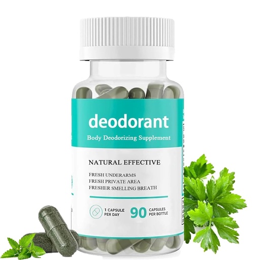 [BRSRABQBAFYAAGYV] Body Deodorizing Supplement，Body Deodorizing Capsules，Body Deodorant Capsules for Detox, Digestion, Gut Health, Skin Support 90 Capsules (1)
