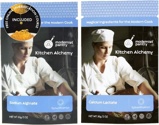 [BRSWIGAZBMCR2A3M] Sodium Alginate + Calcium Lactate Value Pack ⊘ Non-GMO Vegan OU Kosher Certified - 100g/4oz (Bundle with 2 items)
