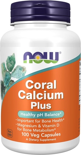 [BRSWIYQ6CACR2DY5] Now Foods Coral Calcium בתוספת מגנזיום, 100 קפסולות ירקות (Pack of 2)