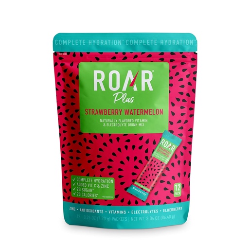 [BRSROYYZOUDQMYAY] Roar Complete Hydration Mills Plus - Hidration Packets with Cinko and Elderberry - Elektrolytes Mill No GMO, Gluten Free - Tropical Twist - 12 vnt.