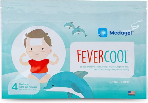 [BRSWYGT7CB6GK333] FeverCool Patches - Cooling Patches for Fever, Migraine & Headache Relief | Made in The USA | Cool Temperature | Mess & Odor Free | Adults & Kids 2+ | 1 Pack (4 x Patch)