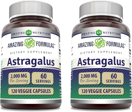 [BRSROGI2PJ5GOCDF] Amazing Formulas Astragalus 2000 mg Por Serving Capsules Suplemento Silencio Hecho de Pure Astragalus Membranaceus Plant Root Extract ← Non-GMO TEN Gluten Free (120 Conteo Ø 2 Pack)