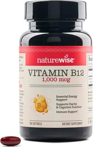 [BRSROGQCBMPBG3DV] NatureWise Vitamin B12 1000 mcg - Dietary Supplement for Supporting Energy Metabolism, Mental Clarity, Nervous System Health - Easy-to-Swallow, Soy & Gluten-Free, Non-GMO - 150 Count[150-Day Supply]
