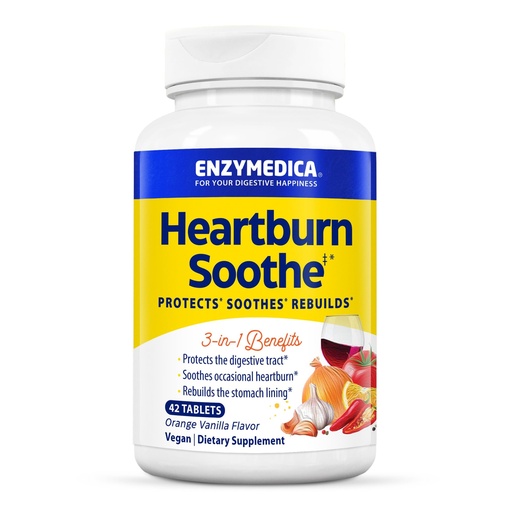 [BRSWGHYRCN6RQCD6] Enzymedica, Heartburn Soothe, Fast-Acting Digestive Aid, Vanilla Orange, 42 Chews (21 Servings)